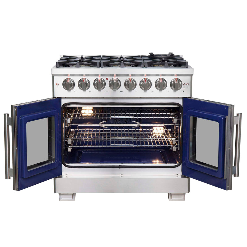 FORNO Capriasca 36" Freestanding French Door Dual Fuel Range, FFSGS6387-36 FORNO