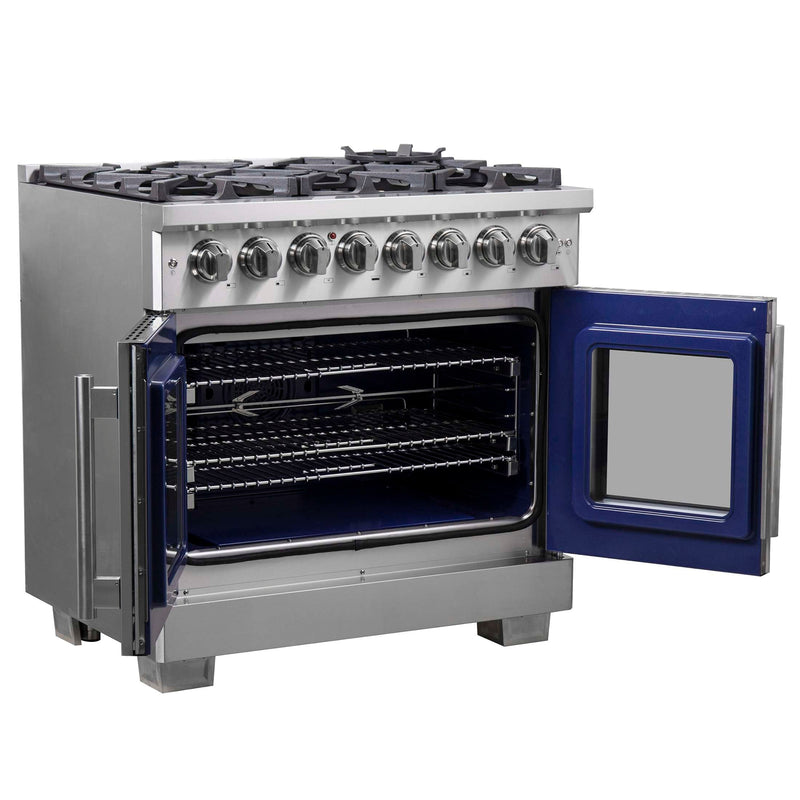FORNO Capriasca 36" Freestanding French Door Dual Fuel Range, FFSGS6387-36 FORNO