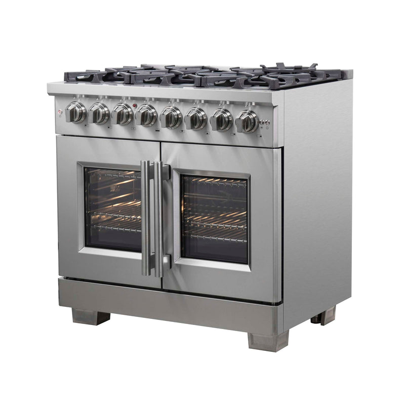 FORNO Capriasca 36" Freestanding French Door Dual Fuel Range, FFSGS6387-36 FORNO