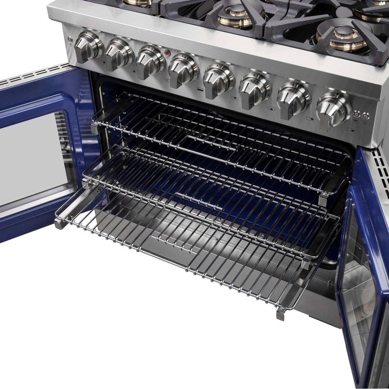 FORNO Capriasca 36" Freestanding French Door Dual Fuel Range, FFSGS6387-36 FORNO