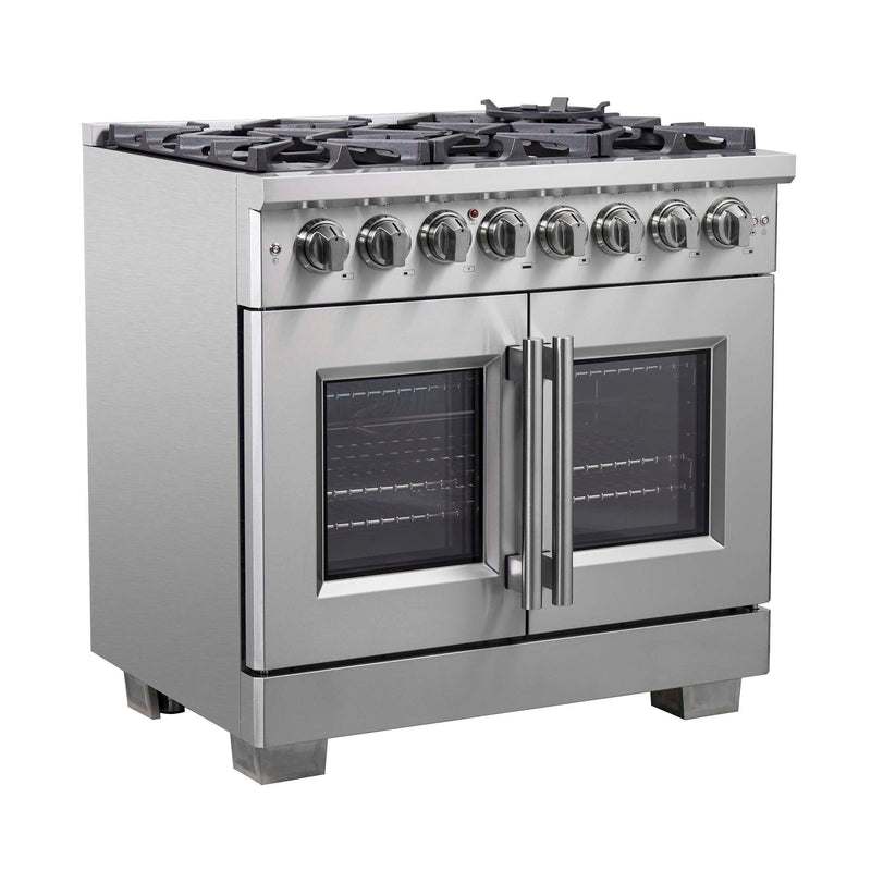 FORNO Capriasca 36" Freestanding French Door Dual Fuel Range, FFSGS6387-36 FORNO