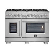 FORNO Capriasca 48" Freestanding French Door Dual Fuel Range, FFSGS6387-48 FORNO