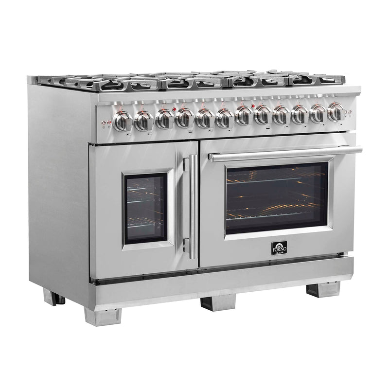 FORNO Capriasca 48" Freestanding French Door Dual Fuel Range, FFSGS6387-48 FORNO