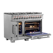 FORNO Capriasca 48" Freestanding French Door Dual Fuel Range, FFSGS6387-48 FORNO