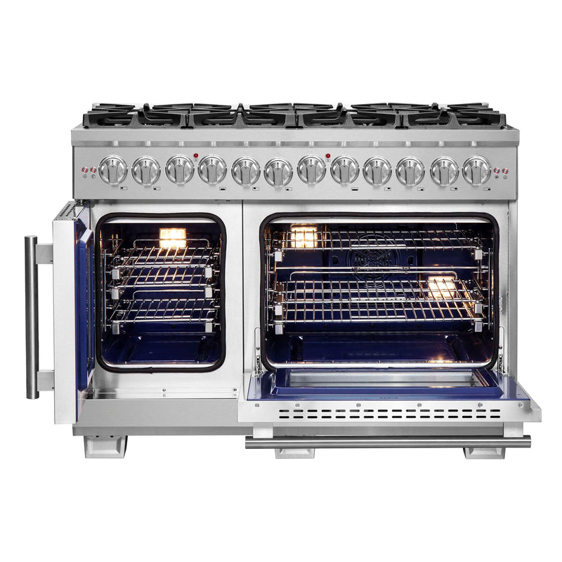 FORNO Capriasca 48" Freestanding French Door Dual Fuel Range, FFSGS6387-48 FORNO