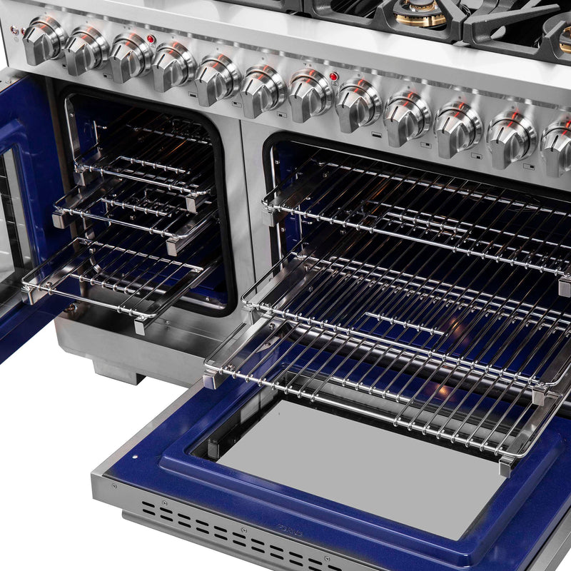 FORNO Capriasca 48" Freestanding French Door Dual Fuel Range, FFSGS6387-48 FORNO