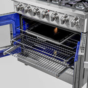 FORNO Massimo 36" Freestanding French Door Gas Range, FFSGS6439-36 FORNO