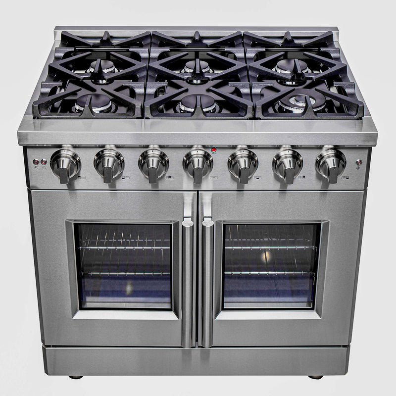 FORNO Massimo 36" Freestanding French Door Gas Range, FFSGS6439-36 FORNO