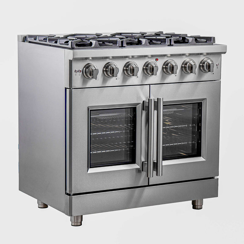 FORNO Massimo 36" Freestanding French Door Gas Range, FFSGS6439-36 FORNO