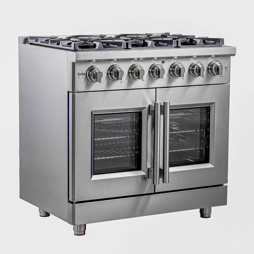 FORNO Massimo 36" Freestanding French Door Gas Range, FFSGS6439-36 FORNO