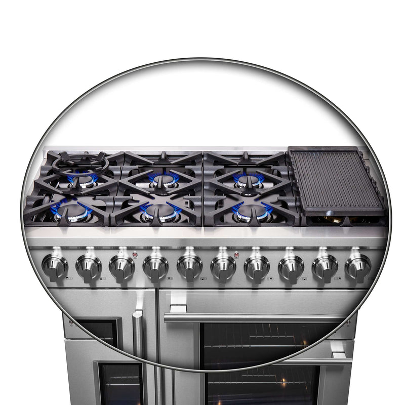 FORNO Massimo 48" Freestanding French Door Gas Range, FFSGS6439-48 FORNO
