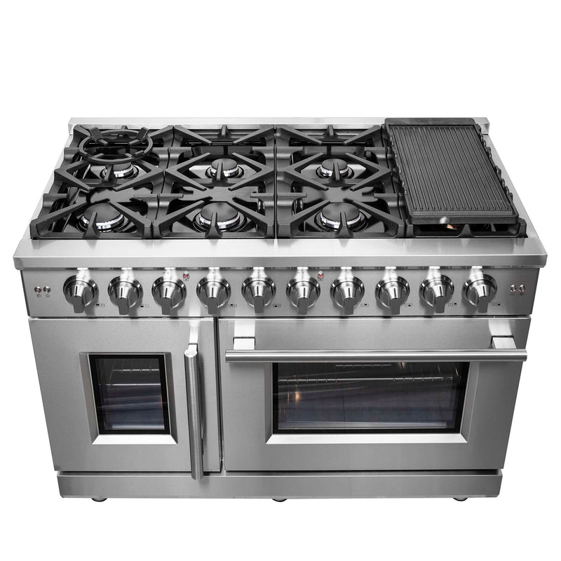FORNO Massimo 48" Freestanding French Door Gas Range, FFSGS6439-48 FORNO
