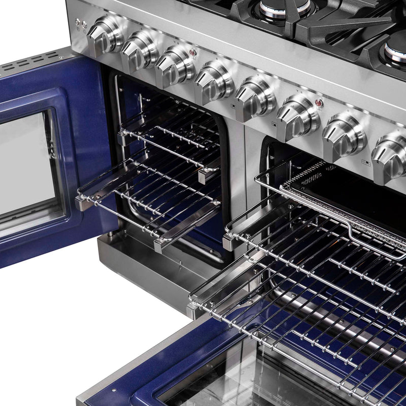 FORNO Massimo 48" Freestanding French Door Gas Range, FFSGS6439-48 FORNO
