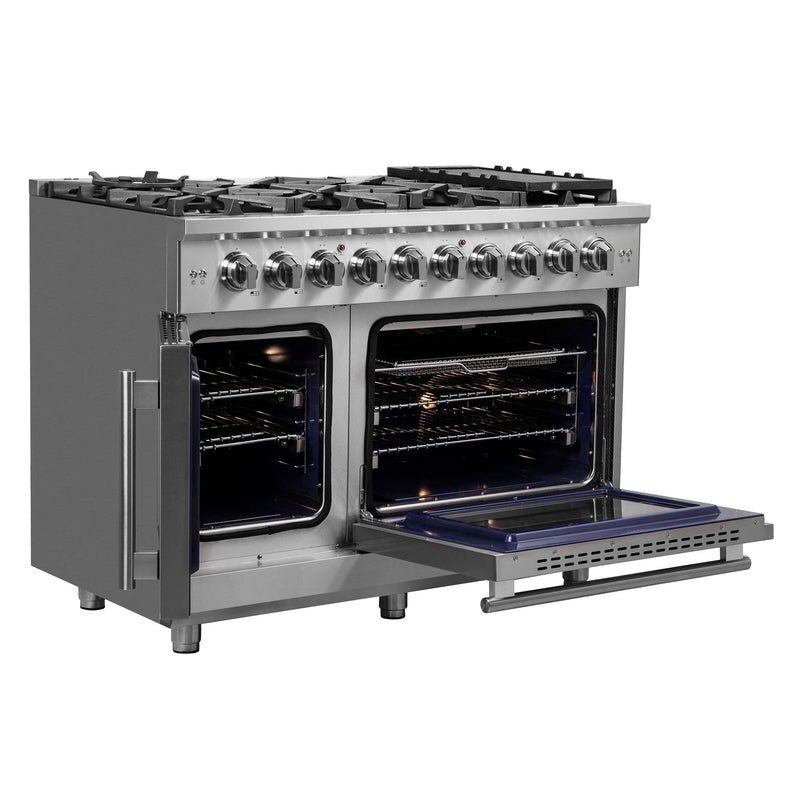 FORNO Massimo 48" Freestanding French Door Gas Range, FFSGS6439-48 FORNO