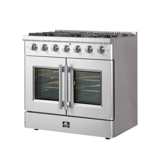 FORNO Galiano 36" Freestanding French Door Gas Range, FFSGS6444-36 FORNO