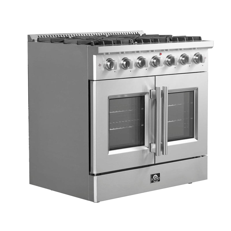 FORNO Galiano 36" Freestanding French Door Gas Range, FFSGS6444-36 FORNO