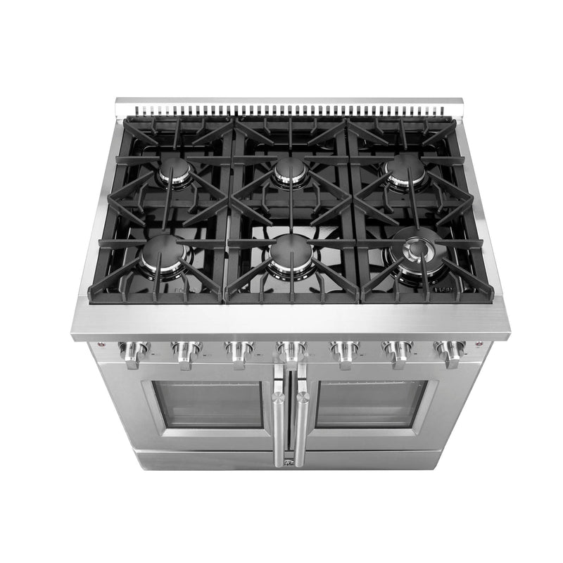 FORNO Galiano 36" Freestanding French Door Gas Range, FFSGS6444-36 FORNO