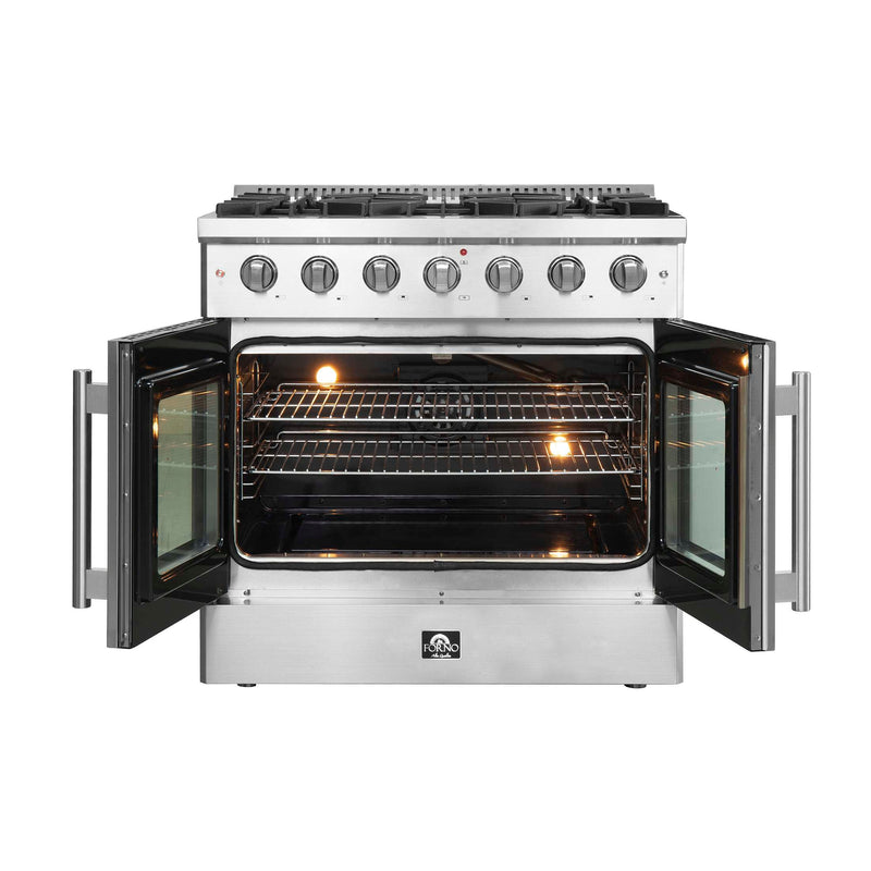FORNO Galiano 36" Freestanding French Door Gas Range, FFSGS6444-36 FORNO