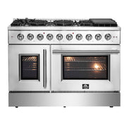 FORNO Galiano 48" Freestanding French Door Gas Range, FFSGS6444-48 FORNO