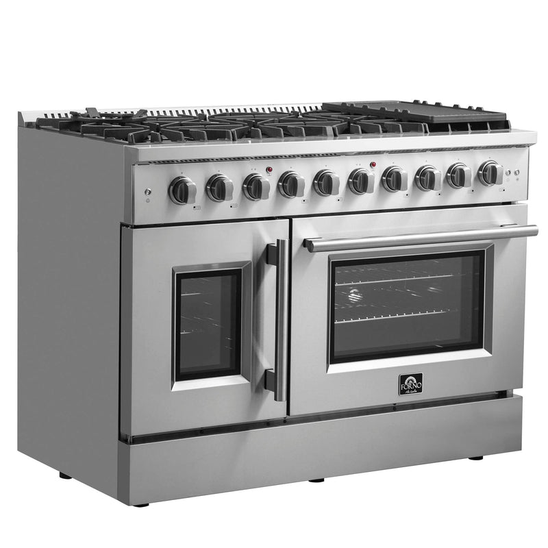 FORNO Galiano 48" Freestanding French Door Gas Range, FFSGS6444-48 FORNO