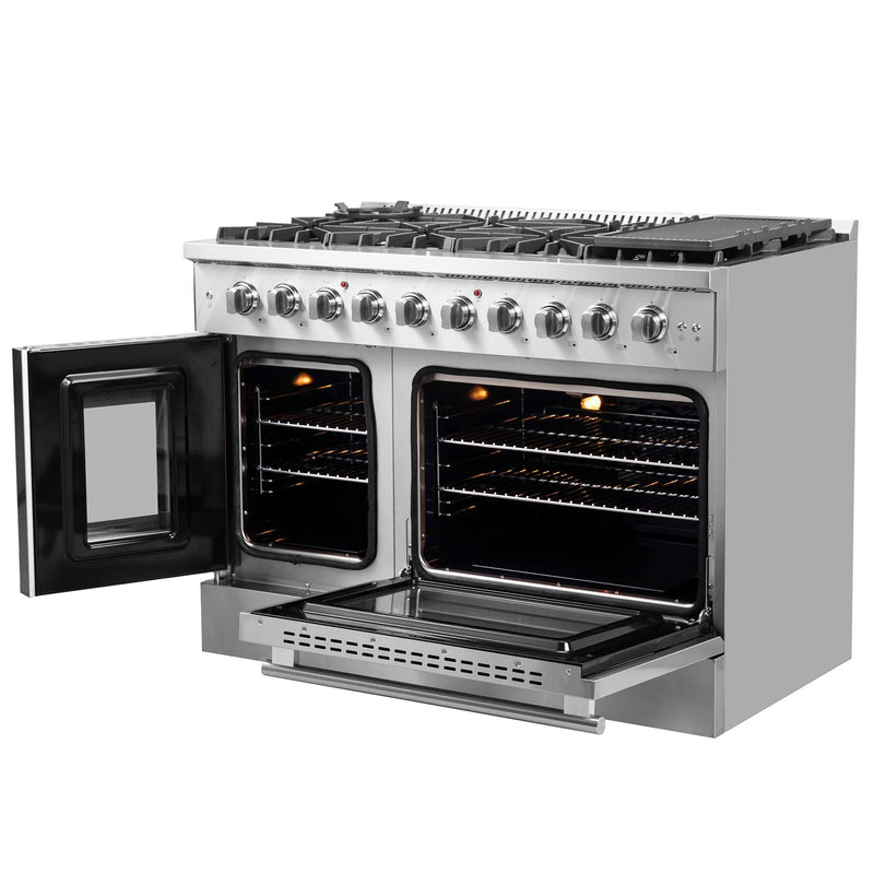 FORNO Galiano 48" Freestanding French Door Gas Range, FFSGS6444-48 FORNO