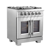 FORNO Capriasca 30" Freestanding French Door Gas Range, FFSGS6460-30 FORNO