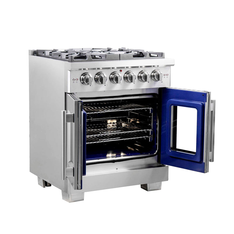 FORNO Capriasca 30" Freestanding French Door Gas Range, FFSGS6460-30 FORNO