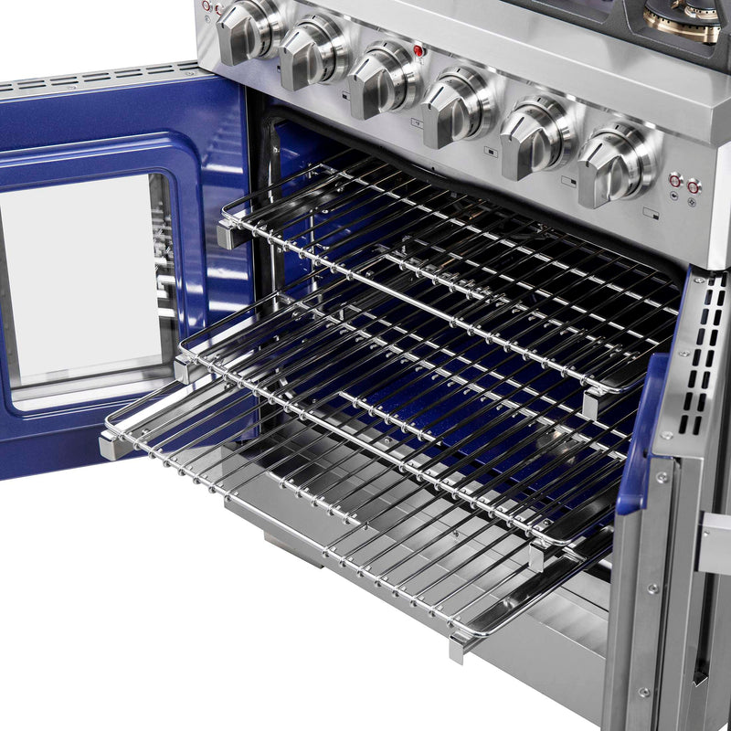 FORNO Capriasca 30" Freestanding French Door Gas Range, FFSGS6460-30 FORNO