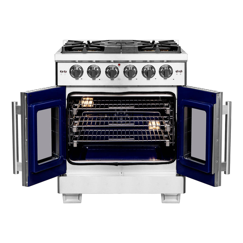 FORNO Capriasca 30" Freestanding French Door Gas Range, FFSGS6460-30 FORNO
