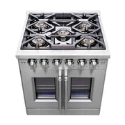 FORNO Capriasca 30" Freestanding French Door Gas Range, FFSGS6460-30 FORNO