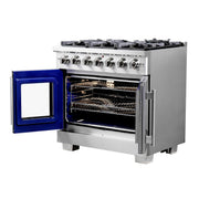 FORNO Capriasca 36" Freestanding French Door Gas Range, FFSGS6460-36 FORNO