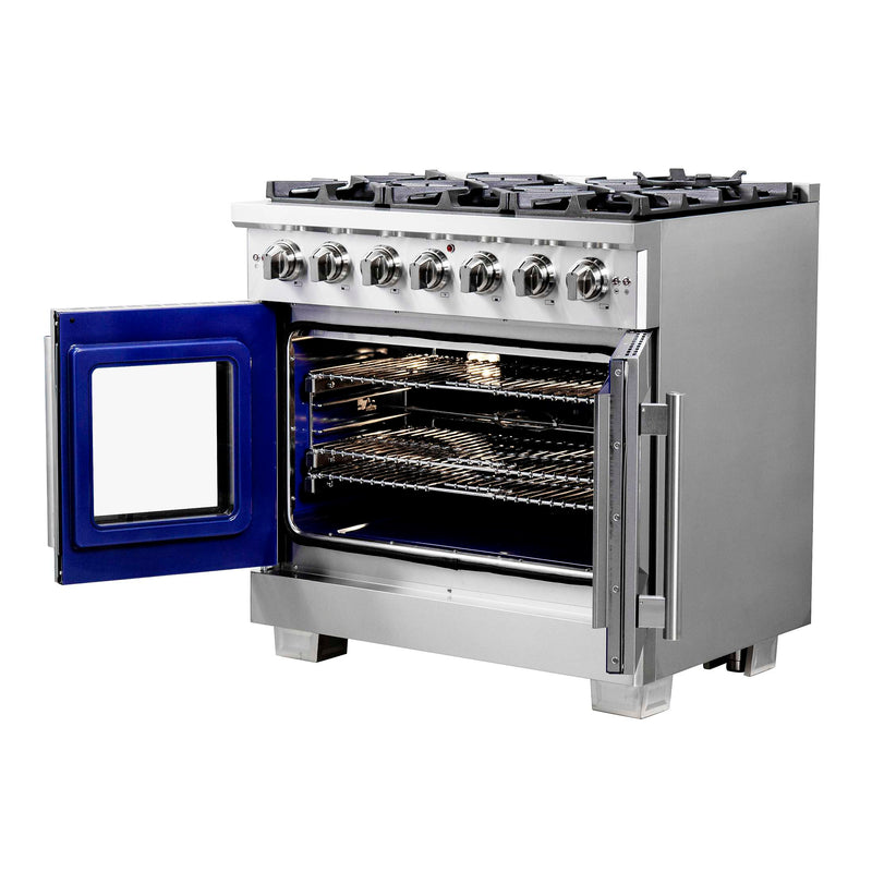FORNO Capriasca 36" Freestanding French Door Gas Range, FFSGS6460-36 FORNO