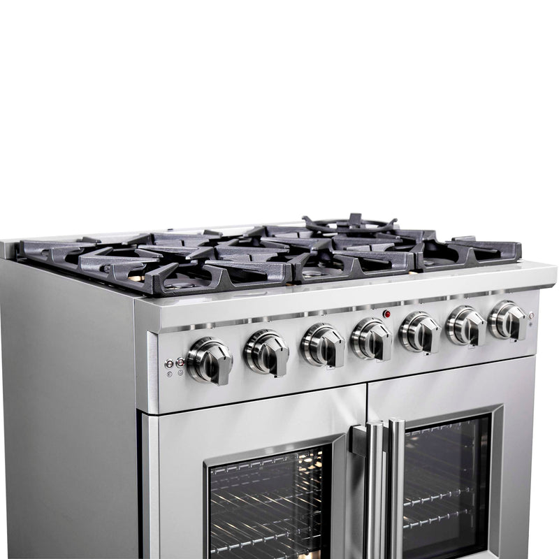 FORNO Capriasca 36" Freestanding French Door Gas Range, FFSGS6460-36 FORNO