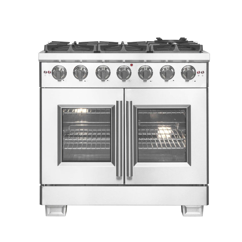 FORNO Capriasca 36" Freestanding French Door Gas Range, FFSGS6460-36 FORNO