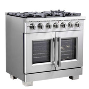 FORNO Capriasca 36" Freestanding French Door Gas Range, FFSGS6460-36 FORNO