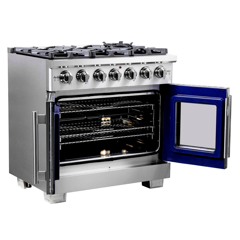 FORNO Capriasca 36" Freestanding French Door Gas Range, FFSGS6460-36 FORNO