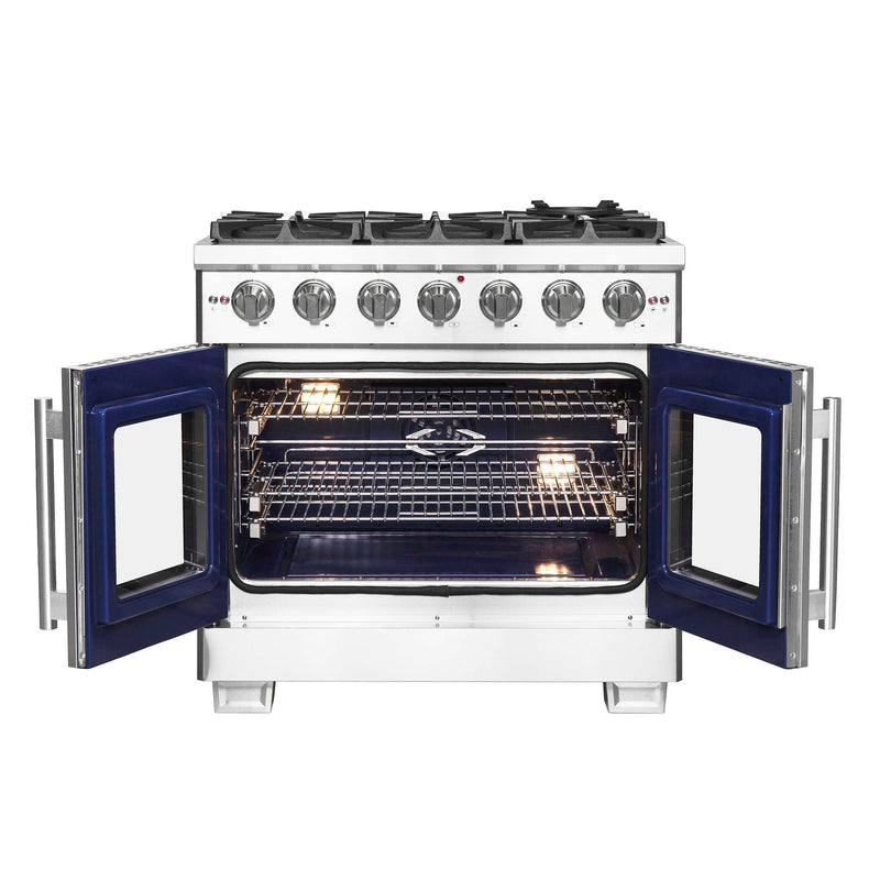 FORNO Capriasca 36" Freestanding French Door Gas Range, FFSGS6460-36 FORNO