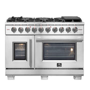 FORNO Capriasca 48" Freestanding French Door Gas Range, FFSGS6460-48 FORNO