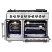 FORNO Capriasca 48" Freestanding French Door Gas Range, FFSGS6460-48 FORNO