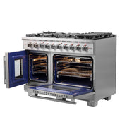 FORNO Capriasca 48" Freestanding French Door Gas Range, FFSGS6460-48 FORNO