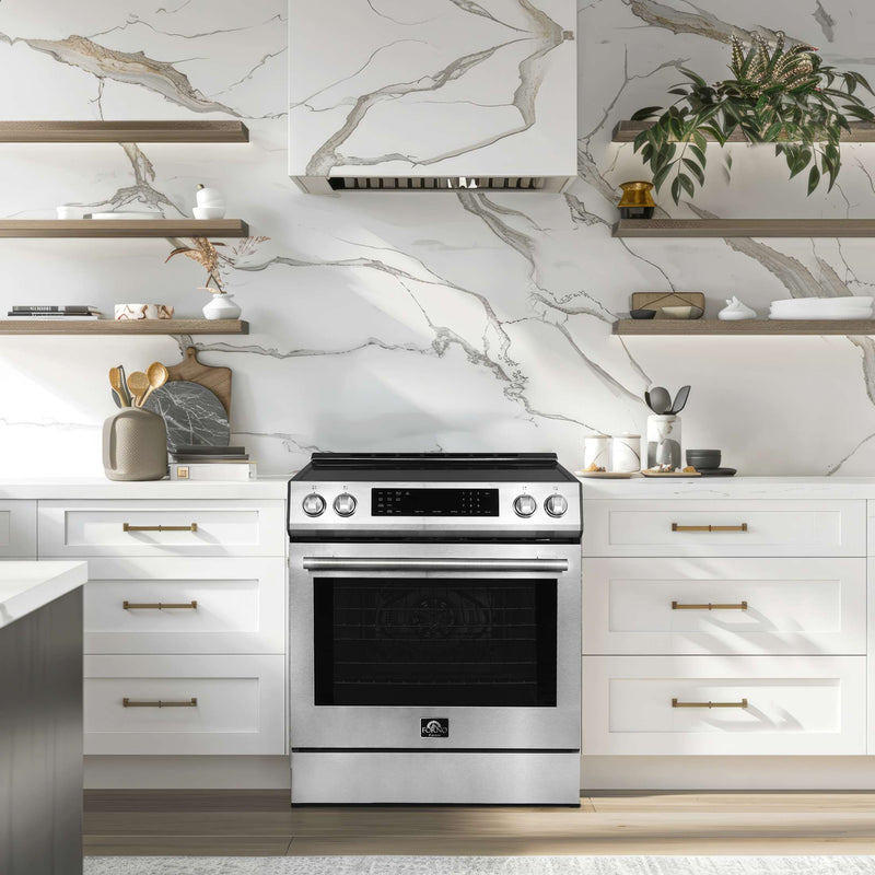 FORNO Donatello Espresso 30-Inch Slide-In Induction Range Stainless-Steel, FFSIN0905-30 FORNO
