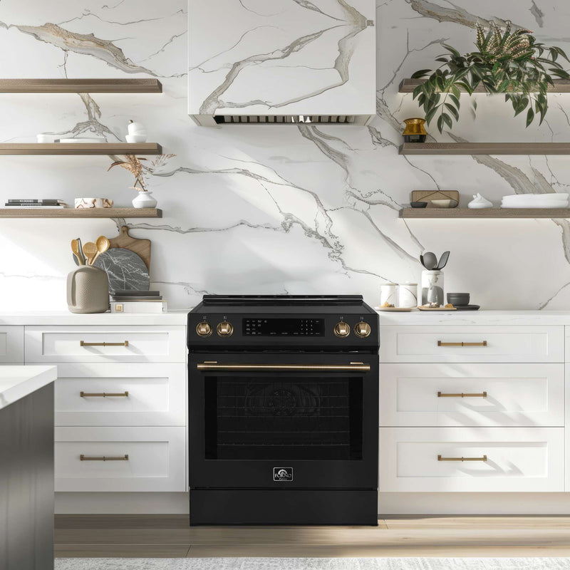 FORNO Donatello Espresso 30-Inch Slide-In Induction Range Black, FFSIN0905-30BLK FORNO