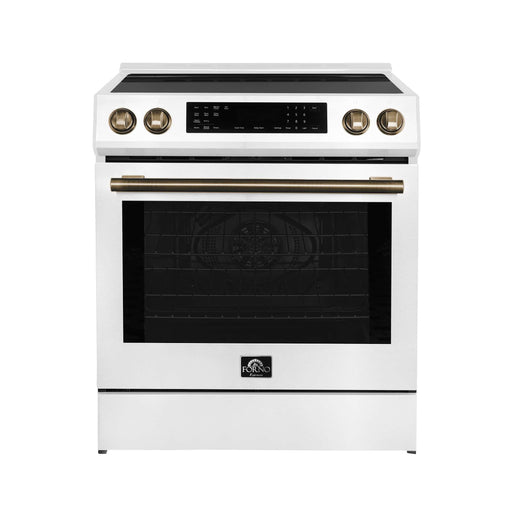 FORNO Donatello Espresso  30-Inch Slide-In Induction Range White, FFSIN0905-30WHT FORNO