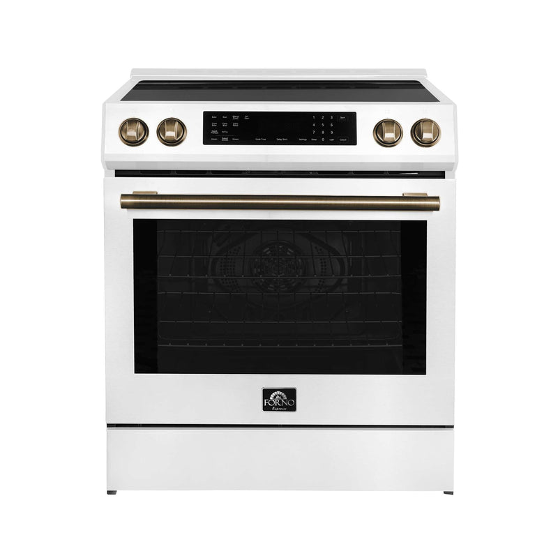 FORNO Donatello Espresso  30-Inch Slide-In Induction Range White, FFSIN0905-30WHT FORNO