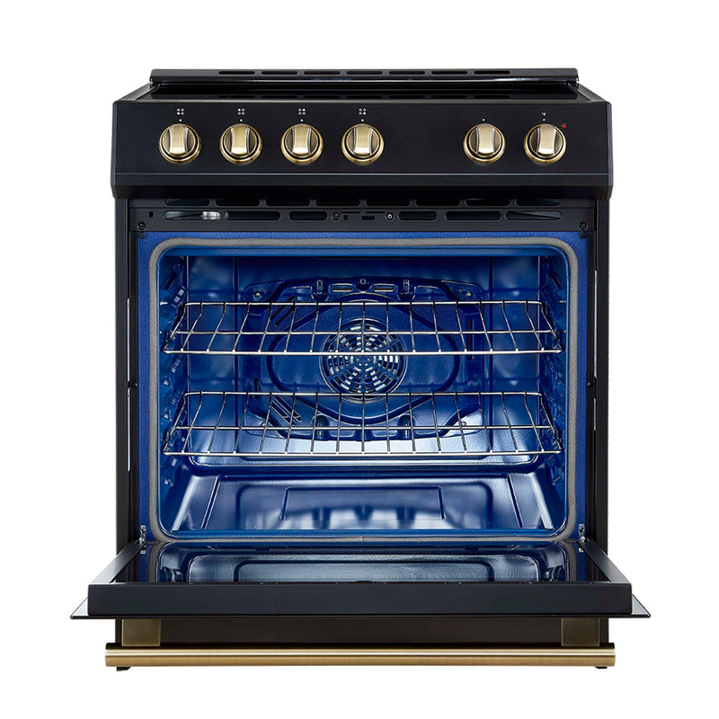 FORNO Leonardo Espresso 30-Inch Slide-In Black Induction Range, FFSIN0982-30BLK FORNO