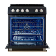 FORNO Leonardo Espresso 30-Inch Slide-In Black Induction Range, FFSIN0982-30BLK FORNO