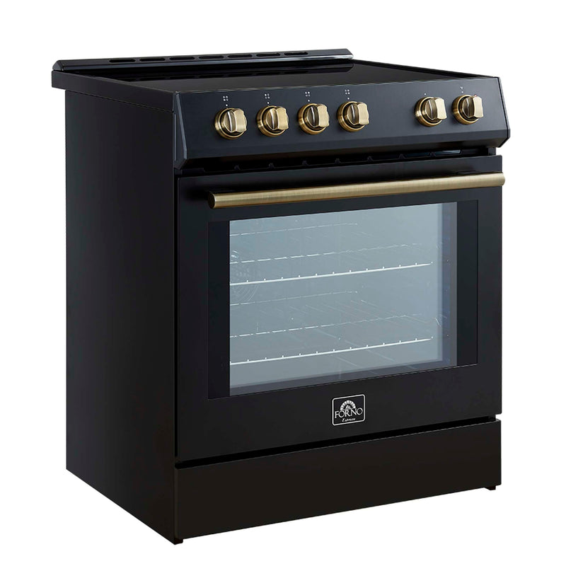 FORNO Leonardo Espresso 30-Inch Slide-In Black Induction Range, FFSIN0982-30BLK FORNO