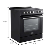 FORNO Leonardo Espresso 30-Inch Slide-In Black Induction Range, FFSIN0982-30BLK FORNO
