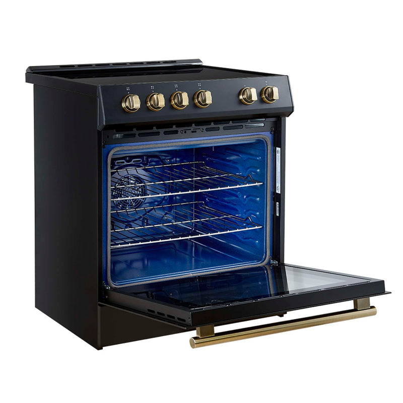 FORNO Leonardo Espresso 30-Inch Slide-In Black Induction Range, FFSIN0982-30BLK FORNO