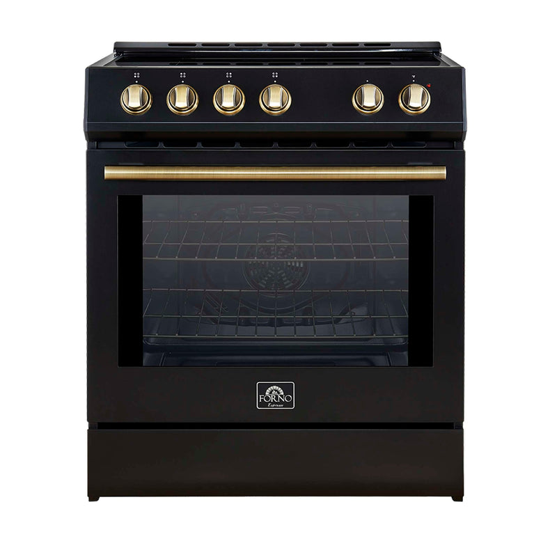 FORNO Leonardo Espresso 30-Inch Slide-In Black Induction Range, FFSIN0982-30BLK FORNO